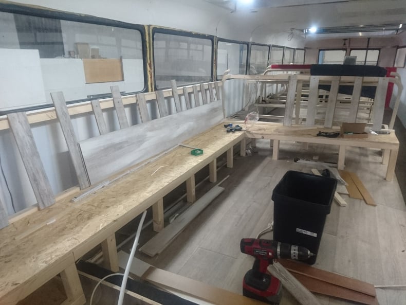 Bänke und Tische für Gäste